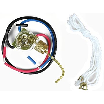 Jandorf 60305 Pull Chain Switch, 250 V, 3 A, Brass