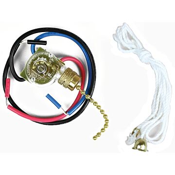 Jandorf 60305 Pull Chain Switch, 4 in L x 3 in W x 1 in H Dimensions, 250 V, 3 A, Brass