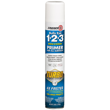 ZINSSER Bulls Eye 1-2-3 Interior/Exterior Primer Spray (Turbo White) 26 oz