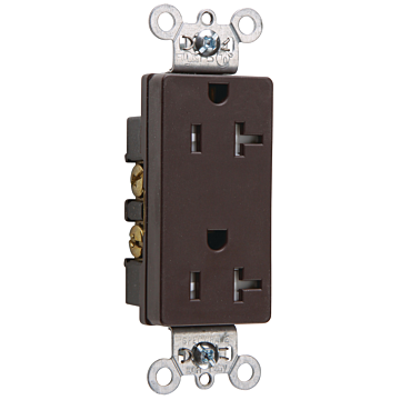 Pass & Seymour 20A 125V Spec-Grade Tamper-Resistant Decorator Duplex Receptacle, Side Wire, Brown
