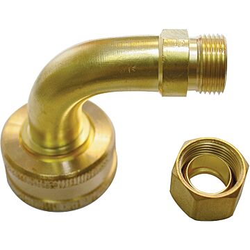 Plumb Pak PP84RB Dishwasher Elbow, 3/8 x 3/4 in, Compression x Garden Hose, Rubbed Brass