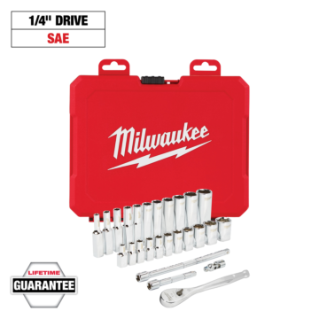 Milwaukee 1/4" Drive 26pc Ratchet & Socket Set - SAE