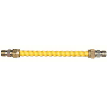 5/8 IN OD, 1/2 IN ID, SS Gas Connector, 1/2 IN MIP x 3/4 IN MIP, 60 IN Length, Antimicrobial Yellow Powder Coated, Bag