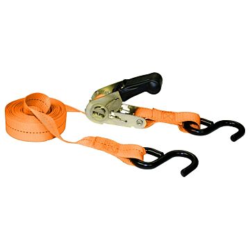 Keeper 05506 Tie-Down, 1 in W, 15 ft L, Polyester, Yellow, 500 lb, S-Hook End Fitting