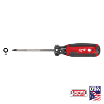 Milwaukee #2 Square 4" Cushion Grip Screwdriver (USA)