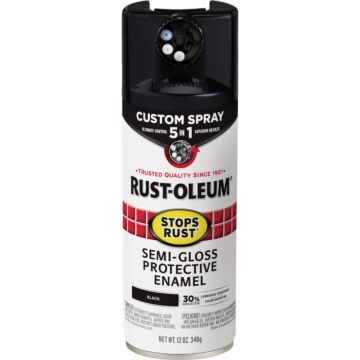 Rust-Oleum Stops Rust 5-in-1 Protective Enamel Spray Paint (Semi-Gloss - Black) 12 oz