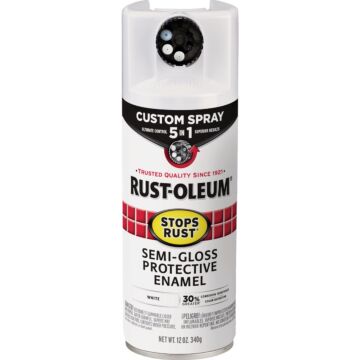 Rust-Oleum Stops Rust 5-in-1 Protective Enamel Spray Paint (Semi-Gloss - White) 12 oz