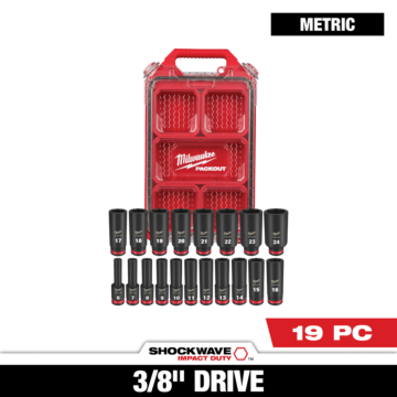 Milwaukee 19PC SHOCKWAVE™ Impact Duty Socket 3/8” Drive MM Set with PACKOUT™