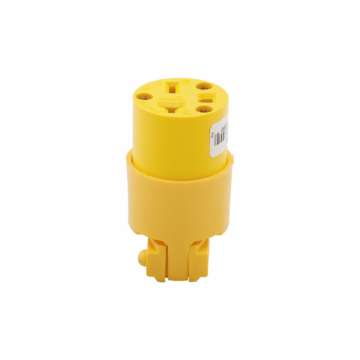 Eaton Arrow Hart straight blade connector , #18-12 AWG, 20A, Commercial, 250V, Back wire, Yellow, Brass, Thermoplastic, 6-20R, Two-pole, three-wire, grounding, Screw, Thermoplastic, ED Box
