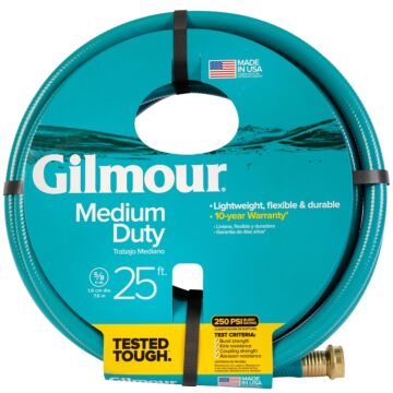 Gilmour 816251-1001 Medium-Duty Hose, 5/8 in, 25 ft L, Coupling, Vinyl, Blue