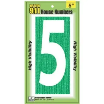 HY-KO 5 in 5 in Number 5 High Visibility Emergency Reflective House Number Sign