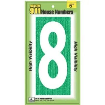 HY-KO 5 in 5 in Number 8 High Visibility Emergency Reflective House Number Sign