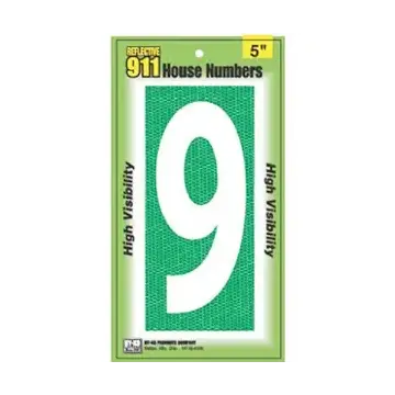 HY-KO 5 in 5 in Number 9 High Visibility Emergency Reflective House Number Sign