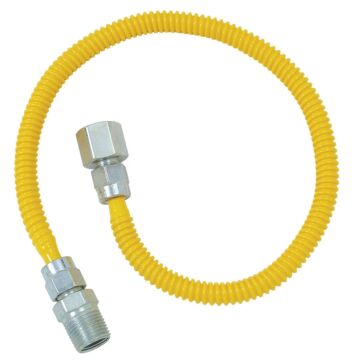 Dormont 3/8 In. OD x 36 In. Coated Stainless Steel Gas Connector, 1/2 In. FIP x 1/2 In. MIP (Tapped 3/8 In. FIP)