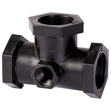 Valley Industries 3/4" Female NPT Poly Tee with 1/4" Female NPT Gauge Port