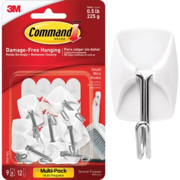 Command Small Wire Hooks Value Pack, White, 9 Hooks, 12 Strips