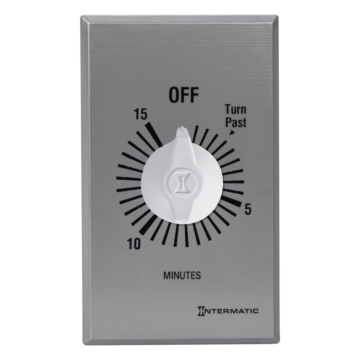 Intermatic Spring Wound Countdown Timer, Commercial, 125-277 VAC, 50/60 Hz, DPST, 15 Minute Max, Without Hold, Silver