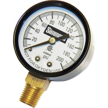 Simmons 1/4 In. MPT Fitting 200 psi Pressure Gauge