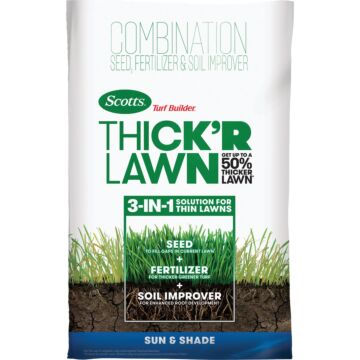 Scotts Turf Builder ThickR Lawn 12 Lb. 1200 Sq. Ft. Coverage Combination Sun & Shade Grass Seed, Fertilizer, & Soil Improver