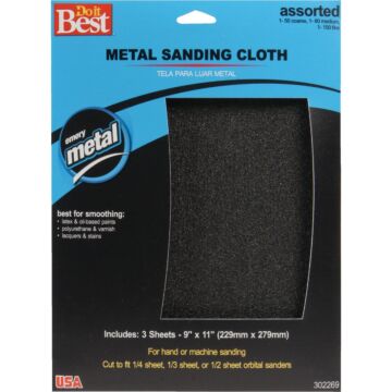 Do it Best 9 In. W. x 11 In. L. Assorted Grit Emery Cloth (3-pack)