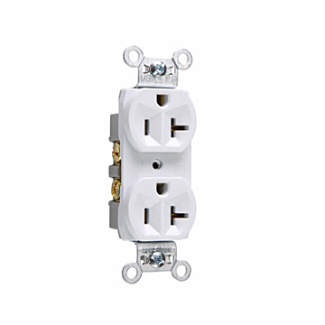 Pass & Seymour 20A 125V Commercial Spec-Grade Duplex Receptacle, Side Wire, White