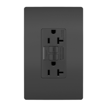 Pass & Seymour radiant® 20A Duplex Self-Test GFCI Receptacles with SafeLock® Protection, Black