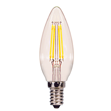 Satco 4.5 Watt B11 LED - Clear - Candelabra base - 2700K - 350 Lumens - 120 Volt - 2-Card