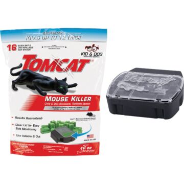 Tomcat Mouse Killer I Refillable Mouse Bait Station (16-Refill)