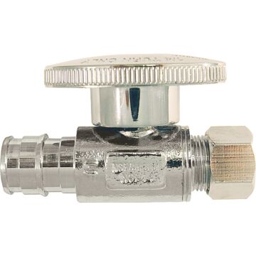 Apollo Retail 1/2 In. Barb x 3/8 In. Compression Chrome-Plated Brass Straight PEX Stop Valve, Type A