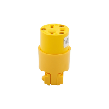 Cooper Wiring Devices Straight Blade Connector, 20A, 250V, NEMA 6-20R, #18-12 AWG, Brass/Thermoplastic, Yellow