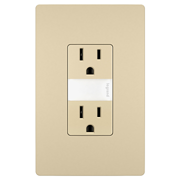 Pass & Seymour radiant® 15A Tamper-Resistant Outlet with Night Light, Ivory