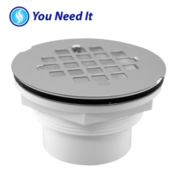 Jones Stephens 2" PVC Drop-in Solvent Outlet Shower Stall Drain with Stainless Steel Strainer