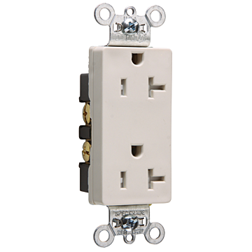 Pass & Seymour 20A 125V Spec-Grade Tamper-Resistant Decorator Duplex Receptacle, Side Wire, Light Almond