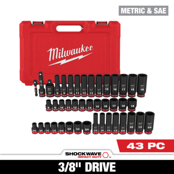 Milwaukee 43PC SHOCKWAVE™ Impact Duty 3/8" Drive SAE & Metric Deep 6 Point Socket Set