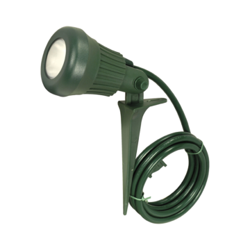 6 Foot 3.4watt 5 LED Plastic Flood Light With Ground Stake And Plug - Green Finish - For Outdoor Use - Head Pivots 180 Degrees