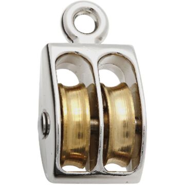 National 3204 1 In. O.D. Double Fixed Eye No-Rust Rope Pulley
