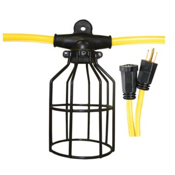 Voltec Power and Lighting 100 ft 150 W Temporary Work Light String with Metal Cages