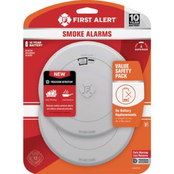 First Alert 10-Year Battery Photoelectric Smoke Alarm with Slim Profile (2-Pack)