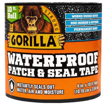 Gorilla Waterproof Patch & Seal Repair Tape (Black) 4 in. x 10 ft