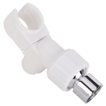 Boston Harbor Swivel Ball Joint Shower Bracket, Plastic, White, For: Handheld Shower Head