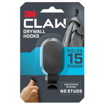 3M CLAW™ Drywall Hooks 3DH15BLK-1ES, 15lb, Black, 1ct
