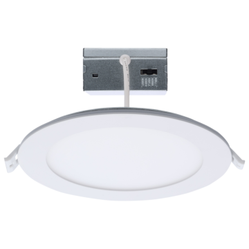 12 Watt LED Direct Wire Downlight with Night Light - 6 Inch - Remote Driver - CCT Selectable - Dimmable - Round - White Finish