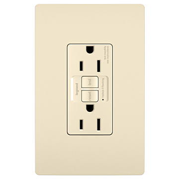 Pass & Seymour radiant® Tamper-Resistant 15A Duplex Self-Test GFCI Receptacles with SafeLock® Protection, Light Almond