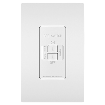 Pass & Seymour radiant® Dead Front 20A Duplex Self-Test GFCI Receptacles with SafeLock® Protection, White