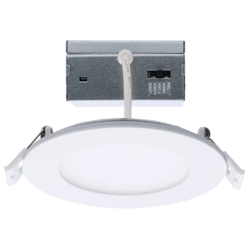 9 Watt LED Direct Wire Downlight with Night Light - 4 Inch - Remote Driver - CCT Selectable - Dimmable - Round - White Finish