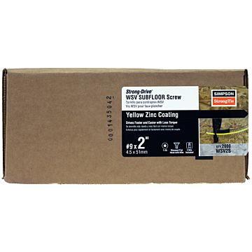 Simpson Strong-Tie WSV2S Strong-Drive® WSV SUBFLOOR Screw (Collated) — #9 x 2 in. T25, Yellow Zinc (2000-Qty)
