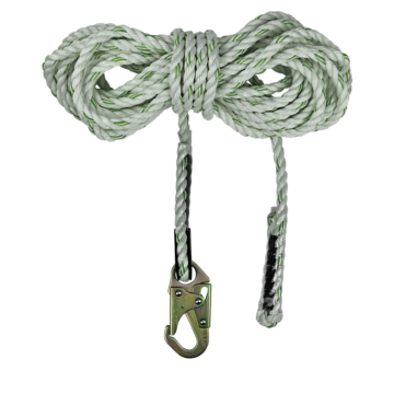 25' Rope Lifeline With Double Locking Snap Hooks