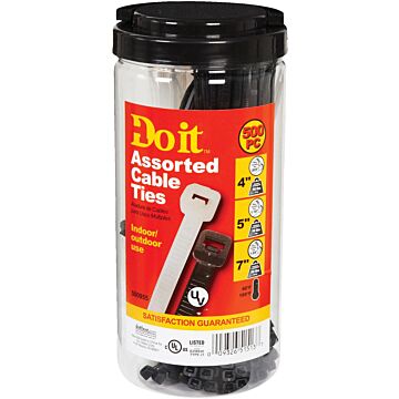 Do it Best Self-Locking Molded Nylon Cable Tie Assortment (Black & White - 500pk)