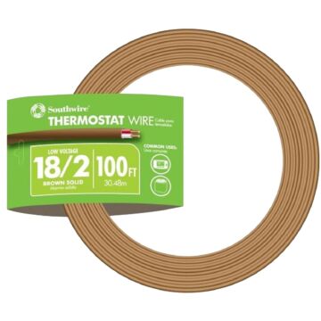 Southwire SIMpull 64162104 Thermostat Wire, 18 AWG Wire, 2 -Conductor, 100 ft L, Copper Conductor, PVC Sheath