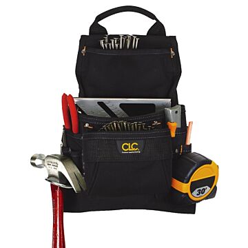 CLC Tool Works Series 5833 Nail/Tool Bag, 5 in W, 15.2 in H, 9-Pocket, Polyester, Black